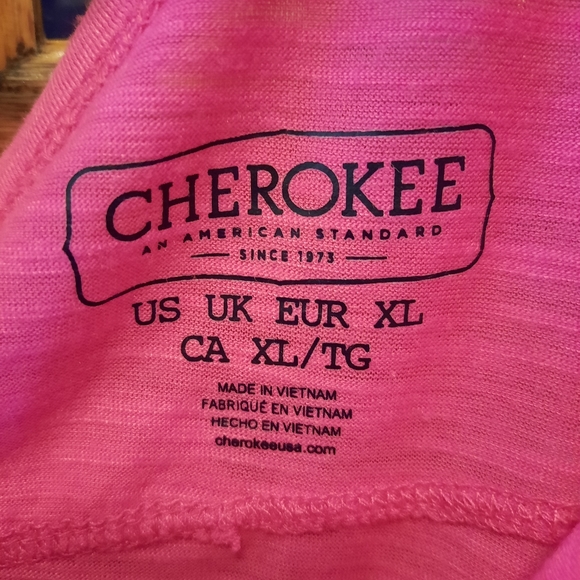 Cherokee Brand Raw~Edge Lotus Tee Bright Pink XL - Picture 4 of 6